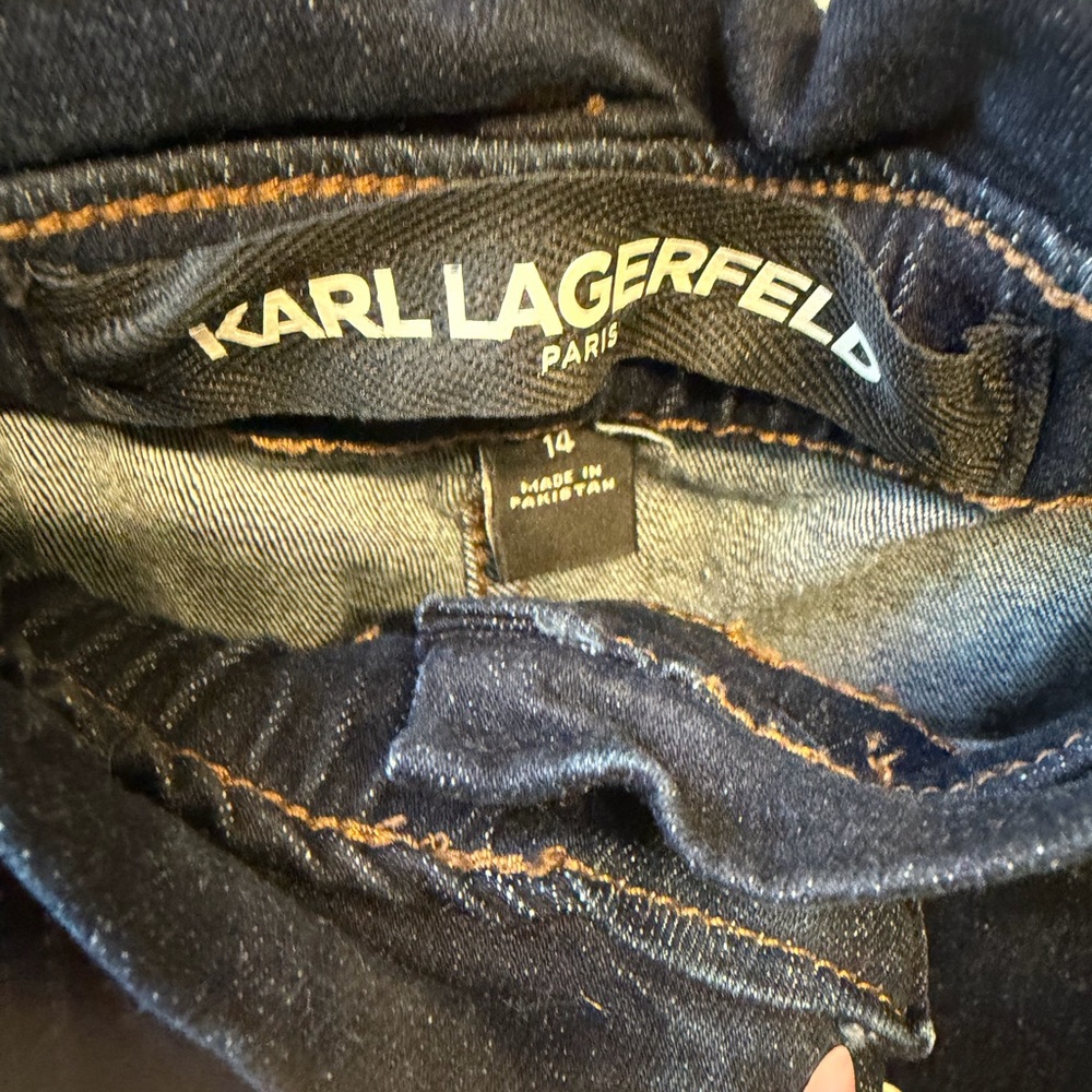 Karl Lagerfeld Navy Paperbag Waist Boyfriend Jeans - Picture 4 of 7